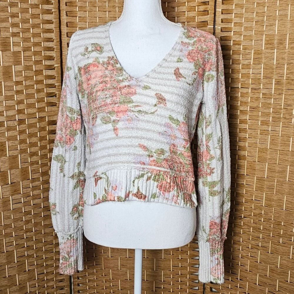 Free People Bed Of Roses Cropped Sweater M